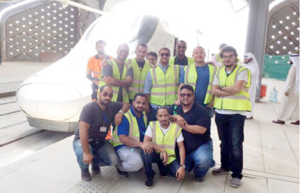 The crew of the Haramain Express Train at Jeddah station. 