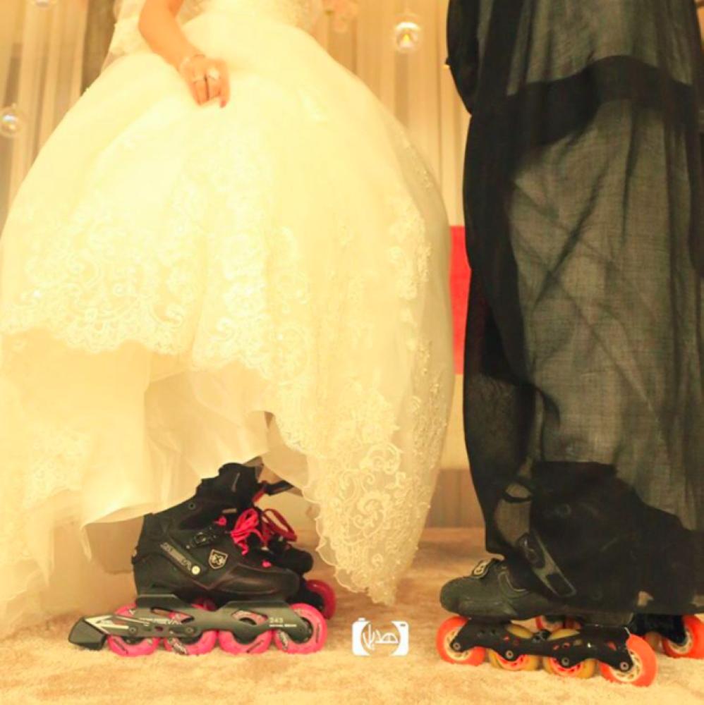 Saudi couple break with wedding tradition, go down the aisle on rollerblades