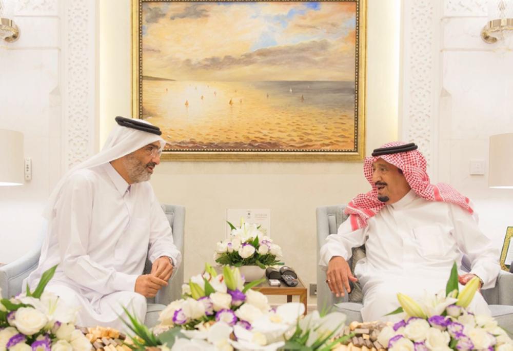 King Salman receives Sheikh Abdullah Bin Ali Al-Thani in Morocco