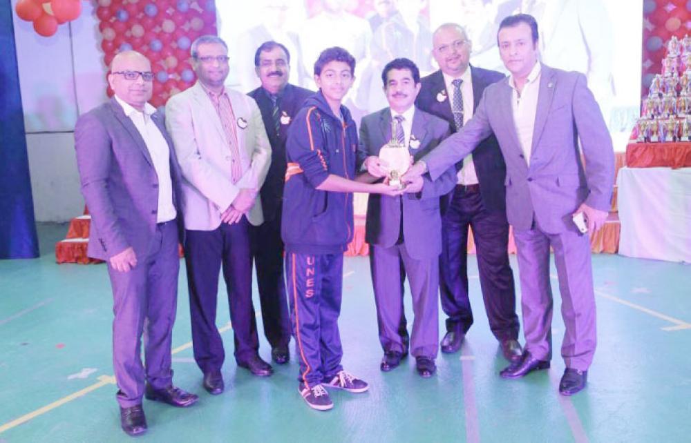 

L to R: Amjad Khan, Dr. Saleem, D. Manon, Dr. Nadeem Tarin honoring a student along with Amir Khan. — Courtesy photo