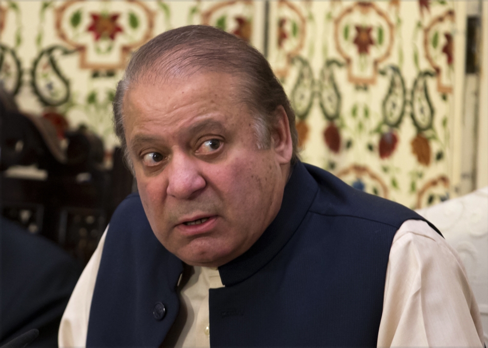 Pakistan’s former Prime Minister Nawaz Sharif addresses a news conference in Islamabad, Pakistan, on Tuesday. — AP
