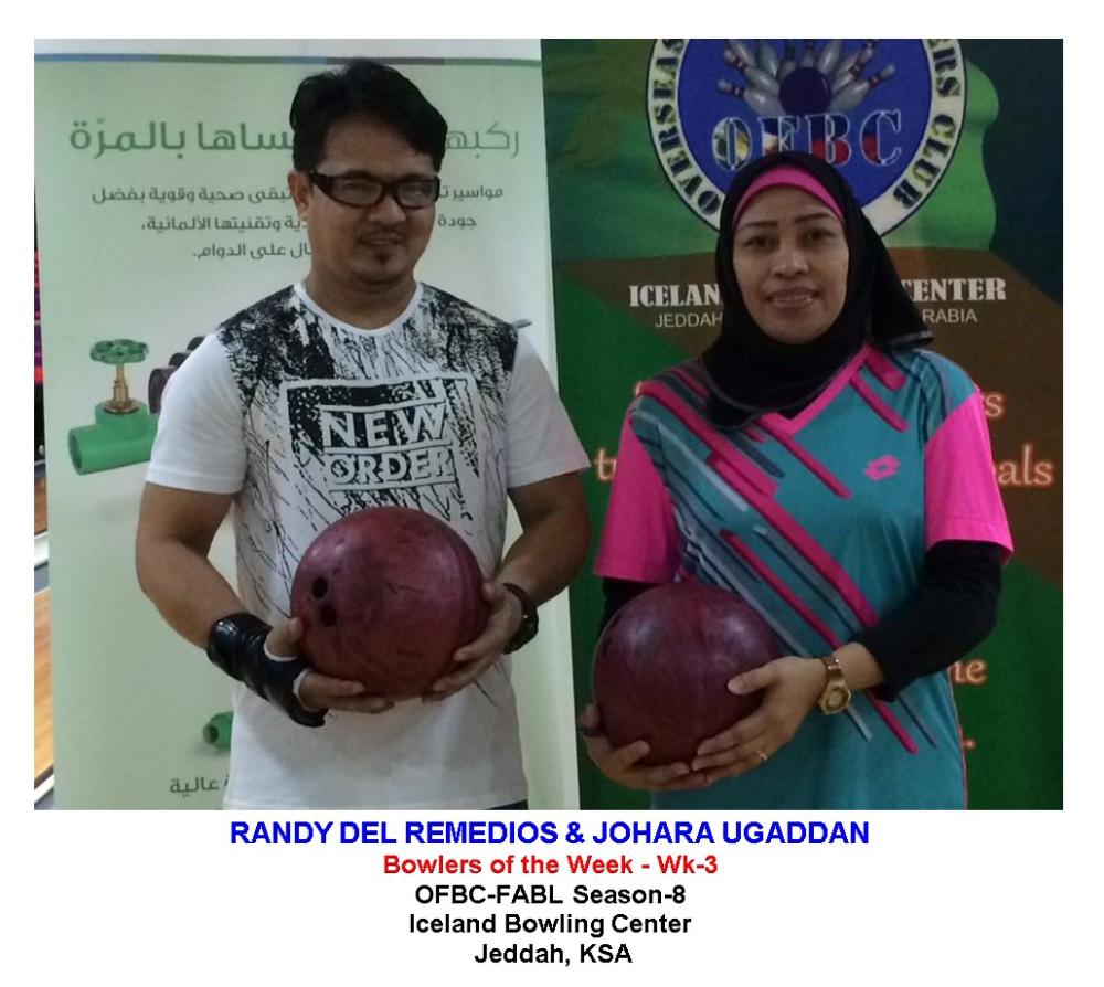 Bowlers of the Week Randy del Remedios and Johara Palot 