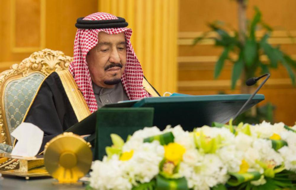 Custodian of the Two Holy Mosques King Salman chairs the Cabinet’s session at Al-Yamamah Palace in Riyadh on Tuesday. — SPA