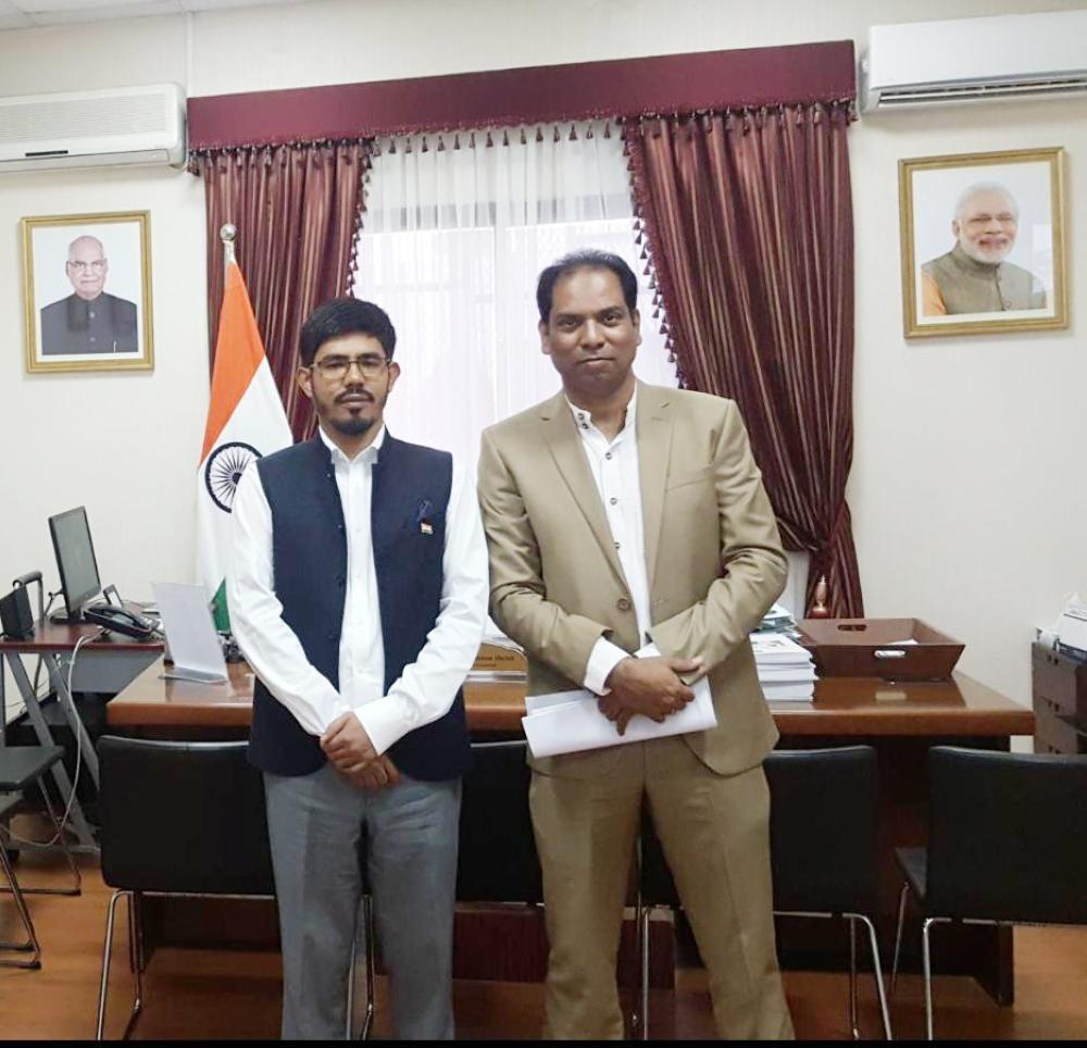 Consul General Mohammed Noor Rahman Sheikh with Overseas Samanwaya Group (OSG) Jeddah President Shoukath Khan. — Courtesy photo