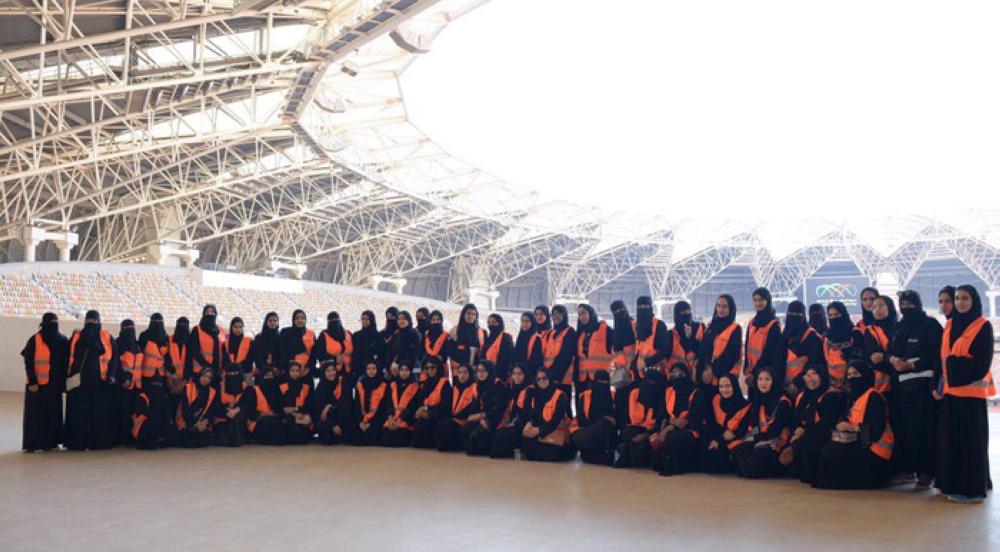 Saudi Women in scarves and hats cheer their clubs in Jeddah Stadium for the first time