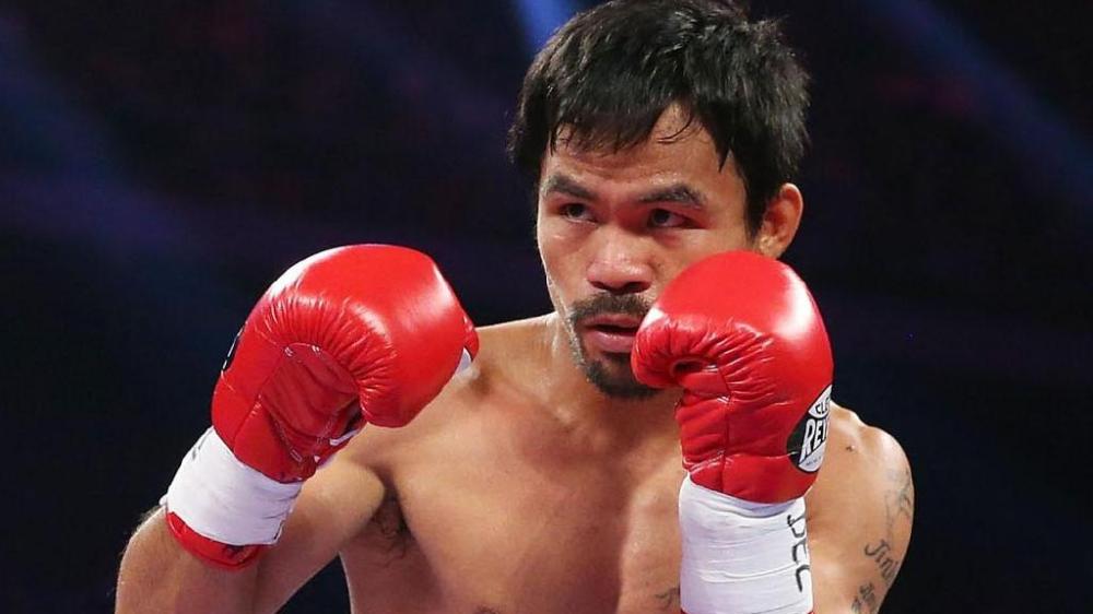 Manny Pacquiao, seen in this filephoto, said he is in talks for a blockbuster bout with world champion Vasyl Lomachenko.
