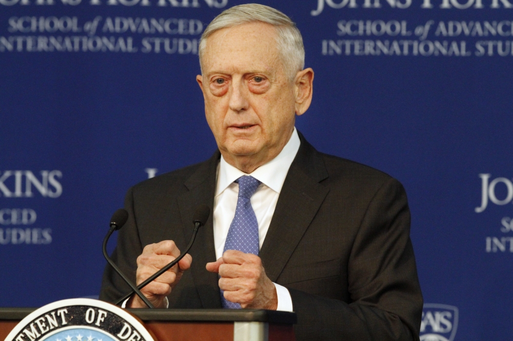 Defense Secretary James Mattis speaks about the National Defense Review, Friday in Washington. — AP