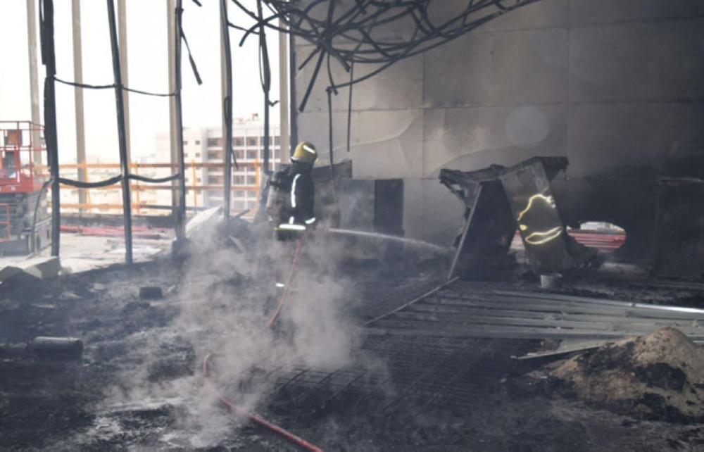 Civil Defense teams battling a blaze in Riyadh on Tuesday.
