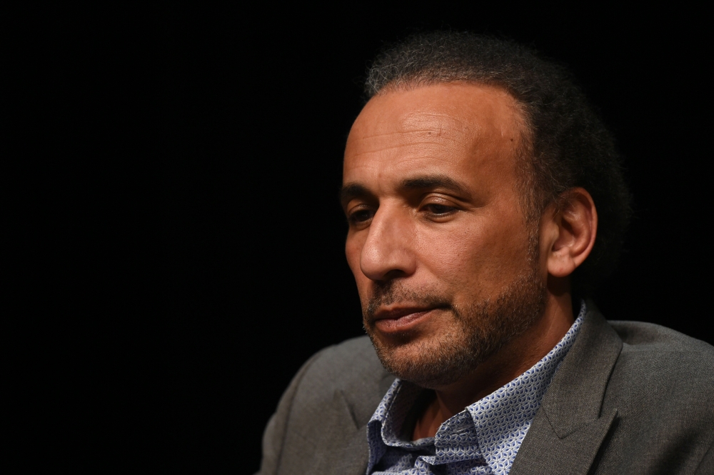 This file photo taken on March 26, 2016, shows Swiss Islamologist Tariq Ramadan taking part in a conference on the theme 