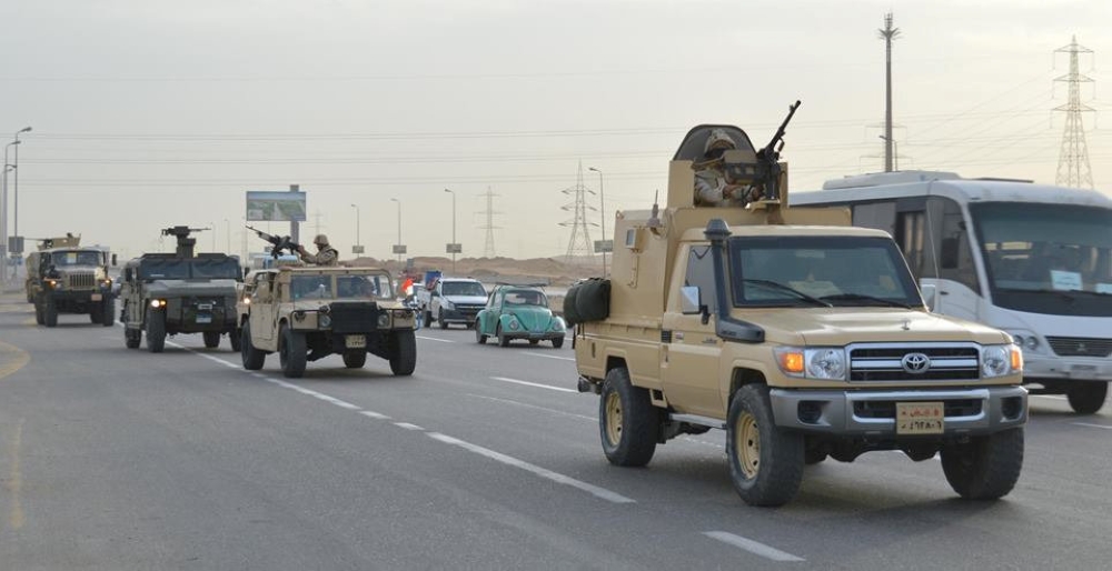 Egyptian Army's Armored Vehicles are seen on a highway to North Sinai during a launch of a major assault against militants, in Ismailia, Egypt, in this undated handout picture. — Reuters