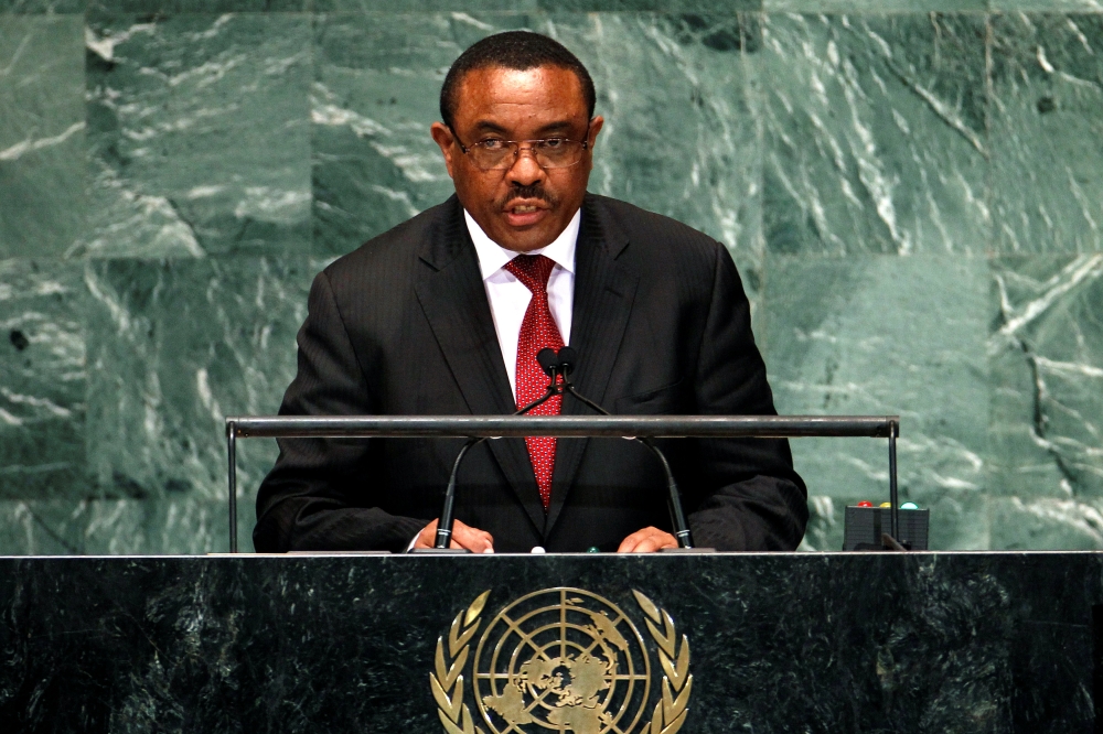 Ethiopia’s Prime Minister Hailemariam Desalegn addresses the 67th United Nations General Assembly at UN headquarters in New York in this Sept. 28, 2012 file photo. — Reuters