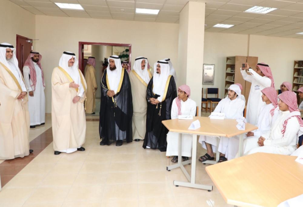 Emir of the Eastern Province Prince Saud Bin Naif interacts with students during the inauguration of education projects on Sunday. — SPA