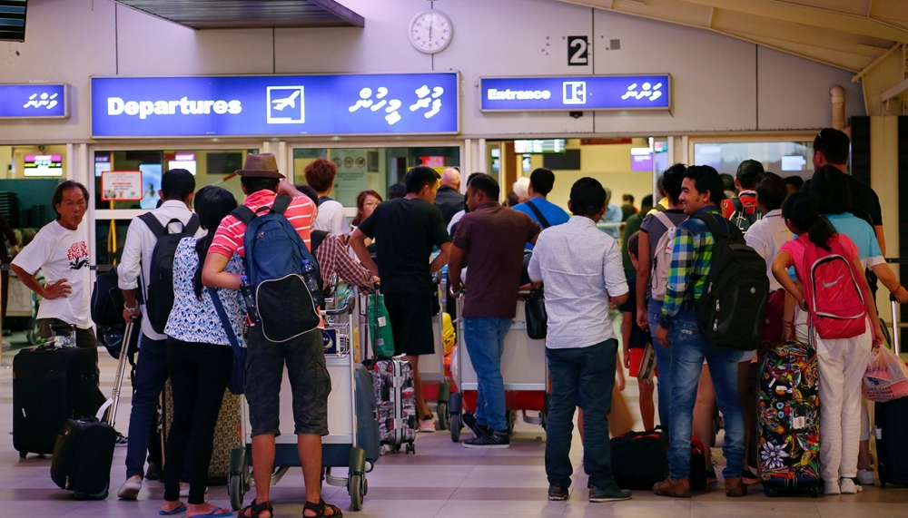 Tourists wait in the departures hall at Velana International Airport in Male, Maldives, in this Feb. 13, 2018 file photo. — Reuters
