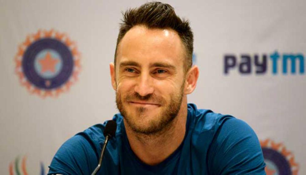 South African captain Faf Du Plessis addresses a press conference in New Delhi in this file photo. Du Plessis will begin training on Wednesday as he seeks to prove his fitness ahead of the four-match home Test series against Australia. — AFP