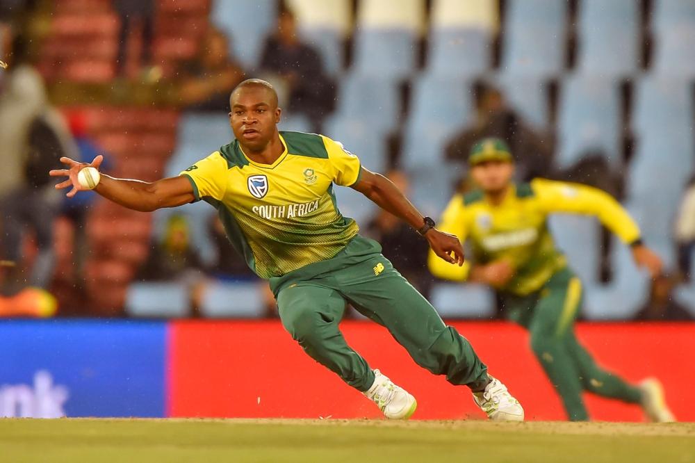 South Africa's Junior Dala fields a ball during the second T20 cricket match between South Africa and India at Super Sport Park Stadium in Pretoria Wednesday. — AFP