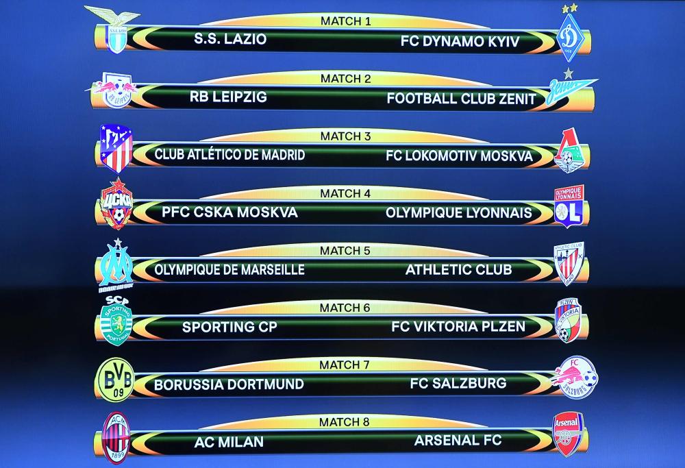 Draw for the round of 16 of the UEFA Europa League football tournament. — AFP