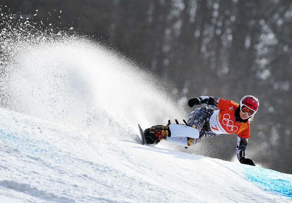 Ester Ledecka of Czech Republic in action during the women’s parallel giant slalom finals. — Reuters