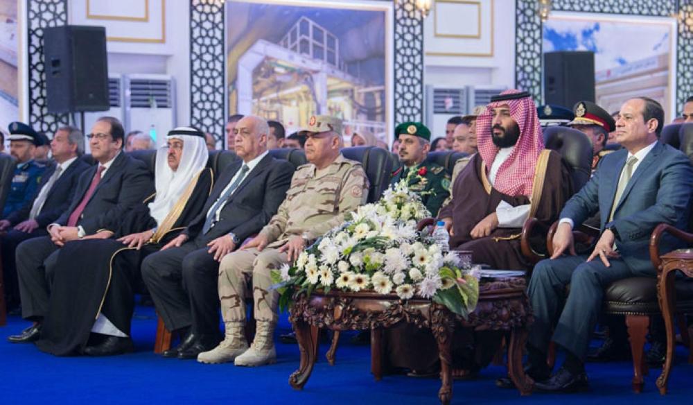 

Crown Prince Muhammad Bin Salman, deputy premier and minister of defense, and Egyptian President Abdel Fattah El-Sisi visit Suez Canal Economic Zone and the new Ismailia city on Monday. — SPA