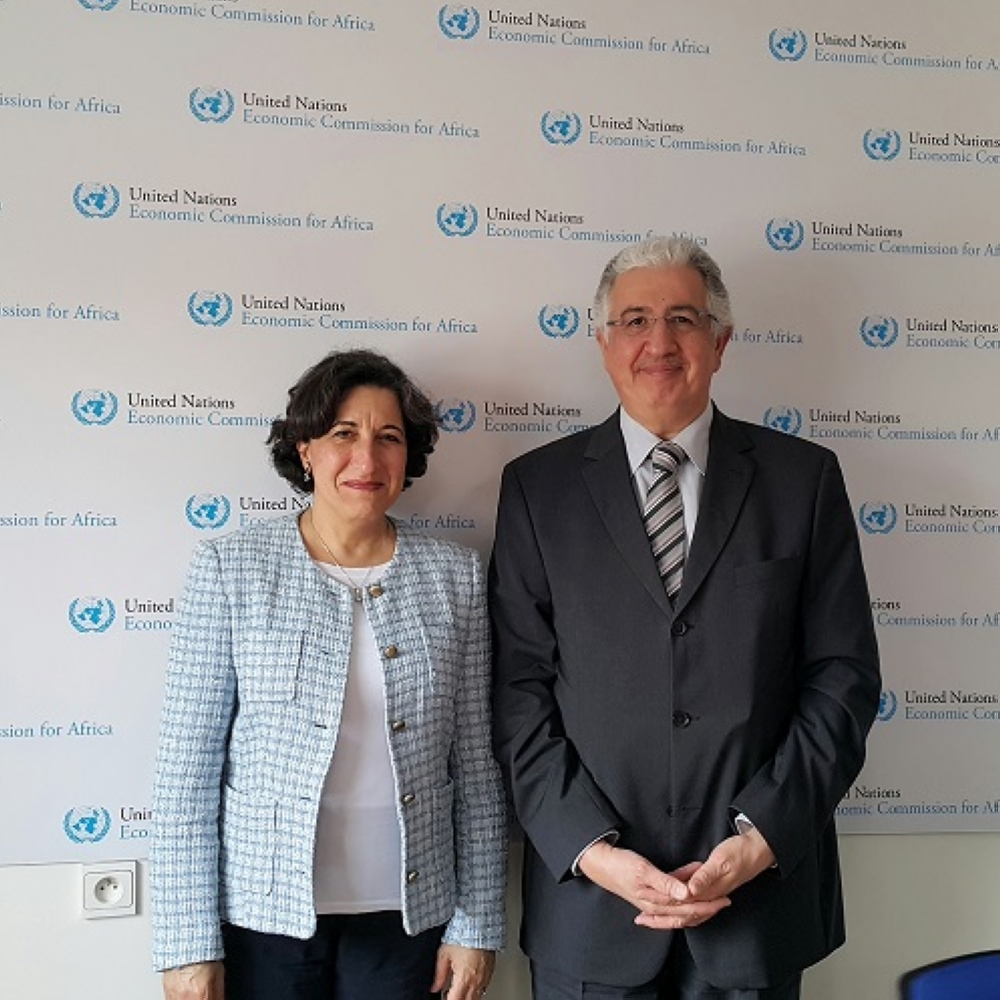 Mrs. Lilia Hachem Naas, Director of the ECA Office in North Africa  and  Hani Sonbol, CEO of the International Islamic Trade Finance Corporation during their meeting on Tuesday in Rabat, Morocco