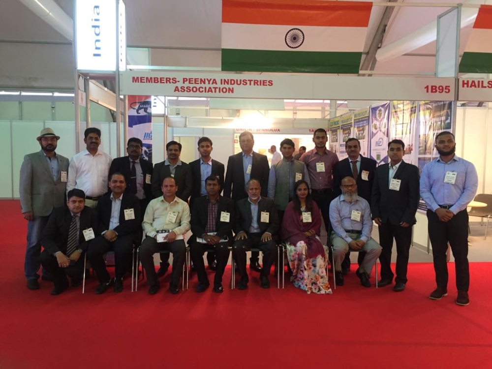 Officials of Indian Consulate General, members of SIBN and Confederation of Indian Industry (CII) member companies at the India pavilion in Big 5 Saudi Exhibition. — Courtesy photo