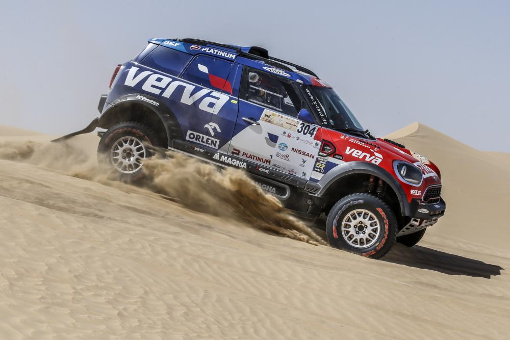 Jakub Przygonski leading the opening special stage of the Dubai International Baja Friday.