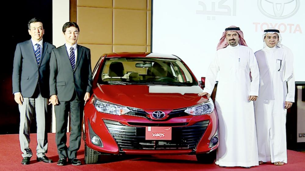 Chief Engineer of the new Yaris, Takatomo Suzuki, with senior officials of Abdul Latif Jameel Motors at the launch.
