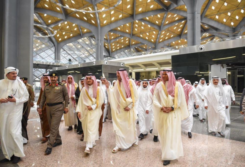 Prince Faisal Bin Salman, emir of Madinah region, tours Haramain Railway Station during his travel from Madinah to Makkah on board the Haramain High Speed Train on Friday. — SPA
