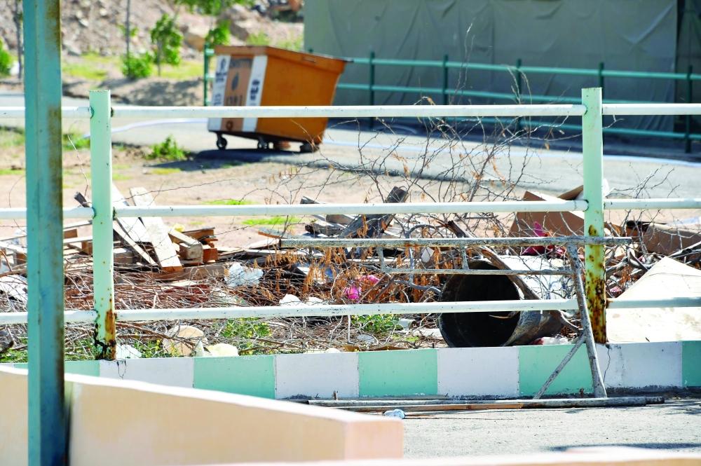 Donkeys kept in a makeshift cage at the zoo, which was closed to the public by Jeddah Municipality. — Courtesy Al-Madina