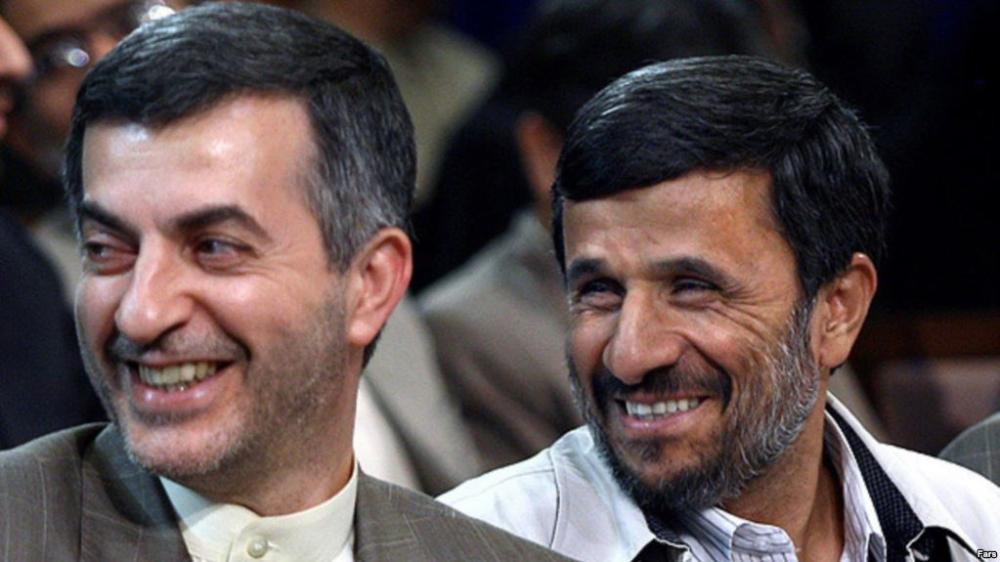 Esfandiar Rahim Mashaie (left) with former Iranian president Mahmoud Ahmadinejad. — File photo