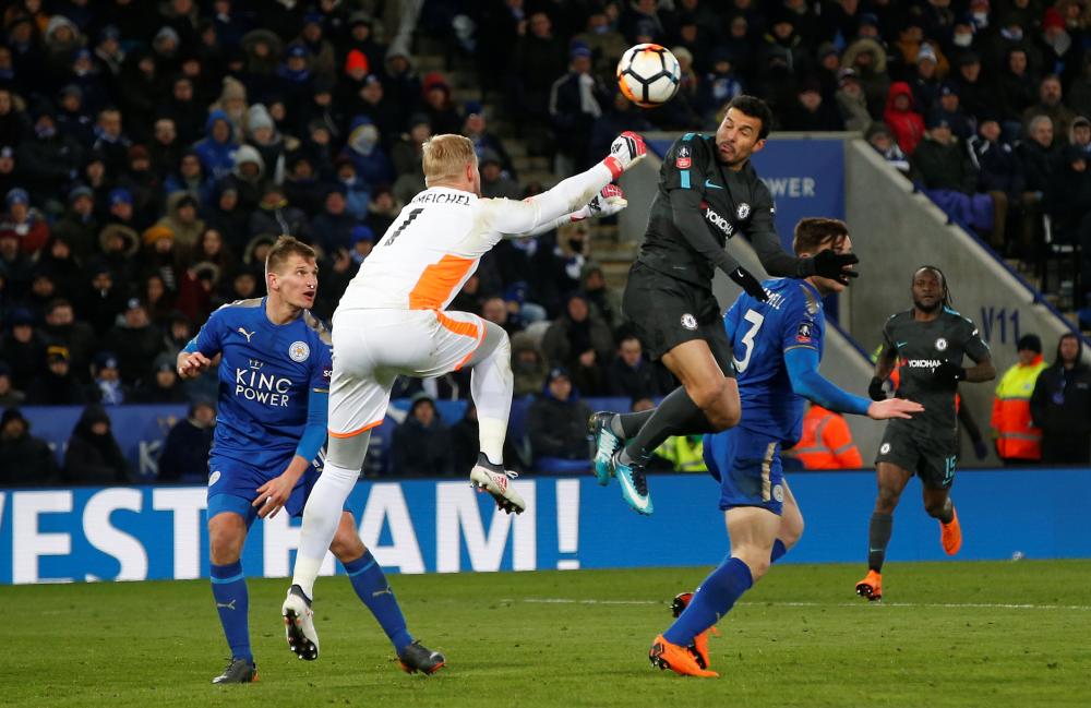 Chelsea’s Pedro scores their winner against Leicester City during their FA Cup quarterfinal match at King Power Stadium, Leicester, Sunday. — Reuters