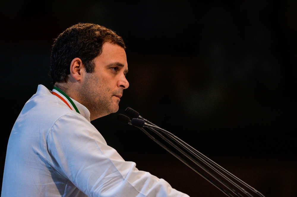 President of the Indian National Congress Party Rahul Gandhi addresses the 48th Congress plenary session in New Delhi in this March 17, 2018 file photo. — AFP