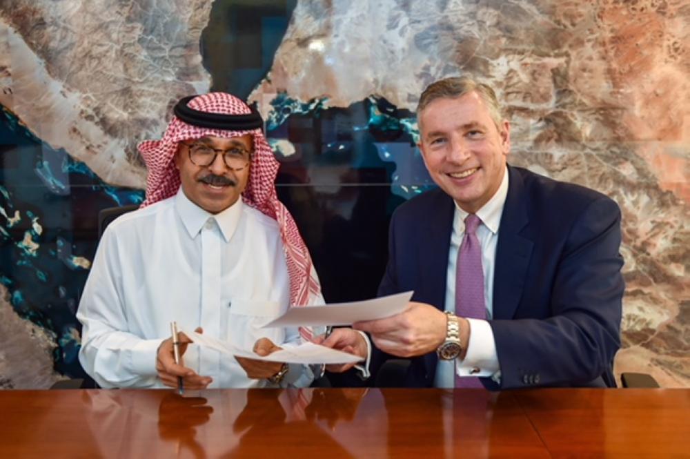 Eng. Nadhmi Al-Nasr, interim president of KAUST, and Dr. Klaus Kleinfeld, CEO of NEOM, at the signing ceremony. — Courtesy photo