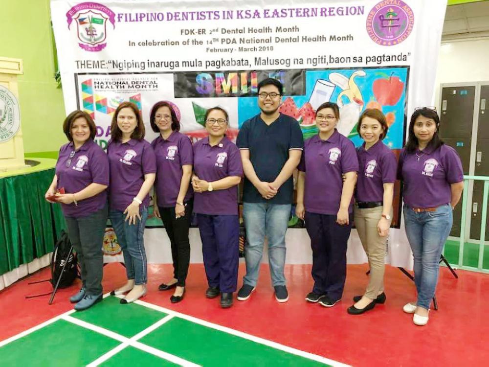 Volunteers and doctors of Filipino Dentist in KSA (FDK-ER) attending to school children and others during month long campaign organized at three schools in Dammam and Al-Khobar. — Courtesy photos
