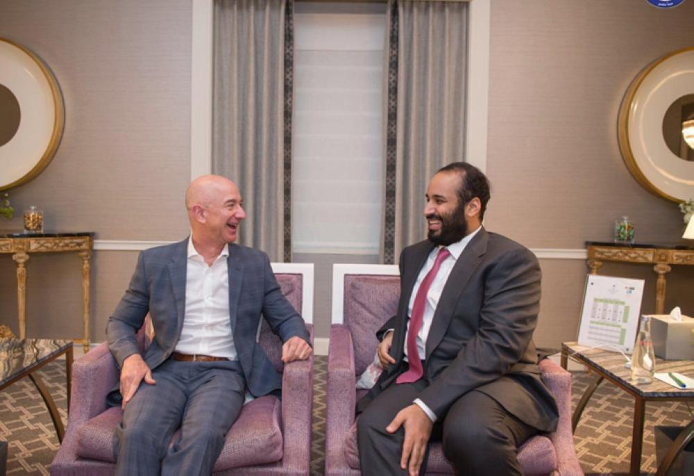 Crown Prince Muhammad Bin Salman, deputy premier and minister of defense, meets Microsoft CEO Satya Nadella in Seattle to exchange talks on cooperation in training Saudi youth. -- SPA