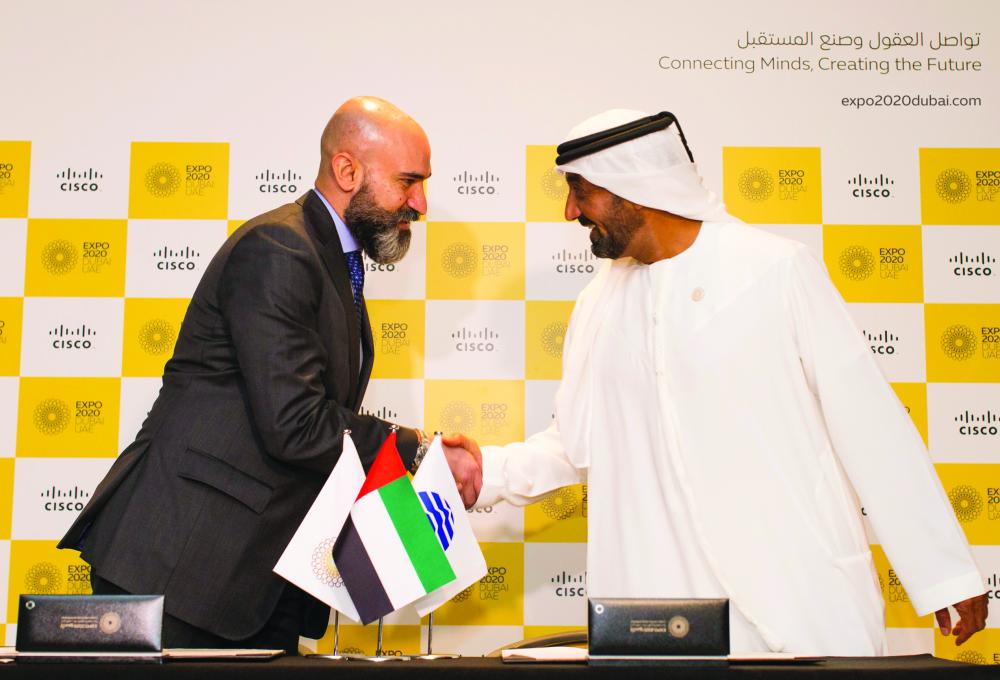 Sheikh Ahmed bin Saeed Al Maktoum, Chairman of the Expo 2020 Dubai Higher Committee & Shukri Eid, MD-East Region, Cisco Middle East
