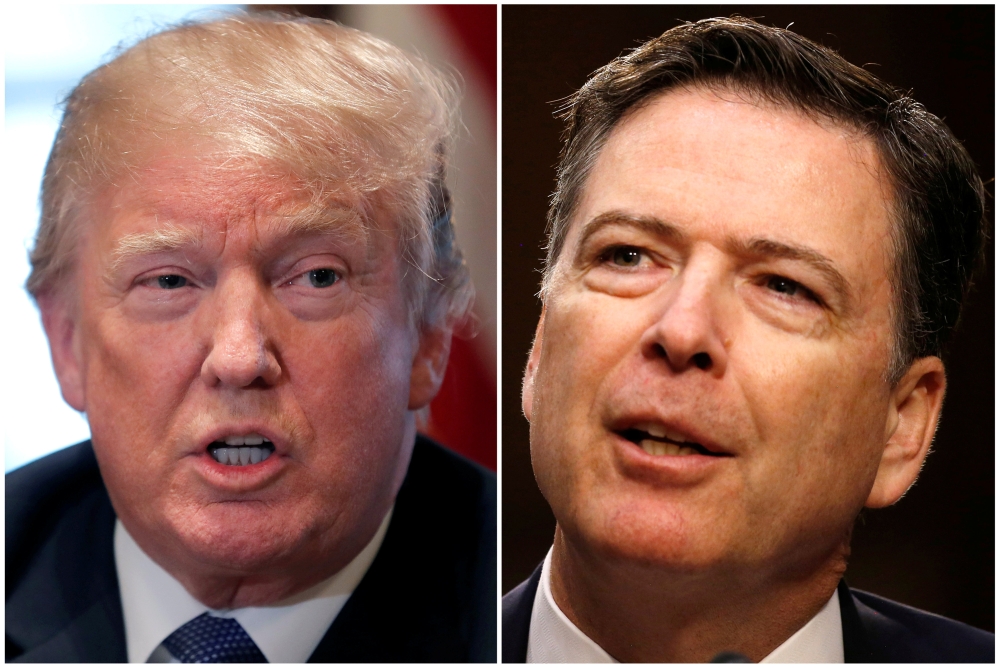 A combination of file photos shows US President Donald Trump and former FBI Director James Comey. — Reuters 