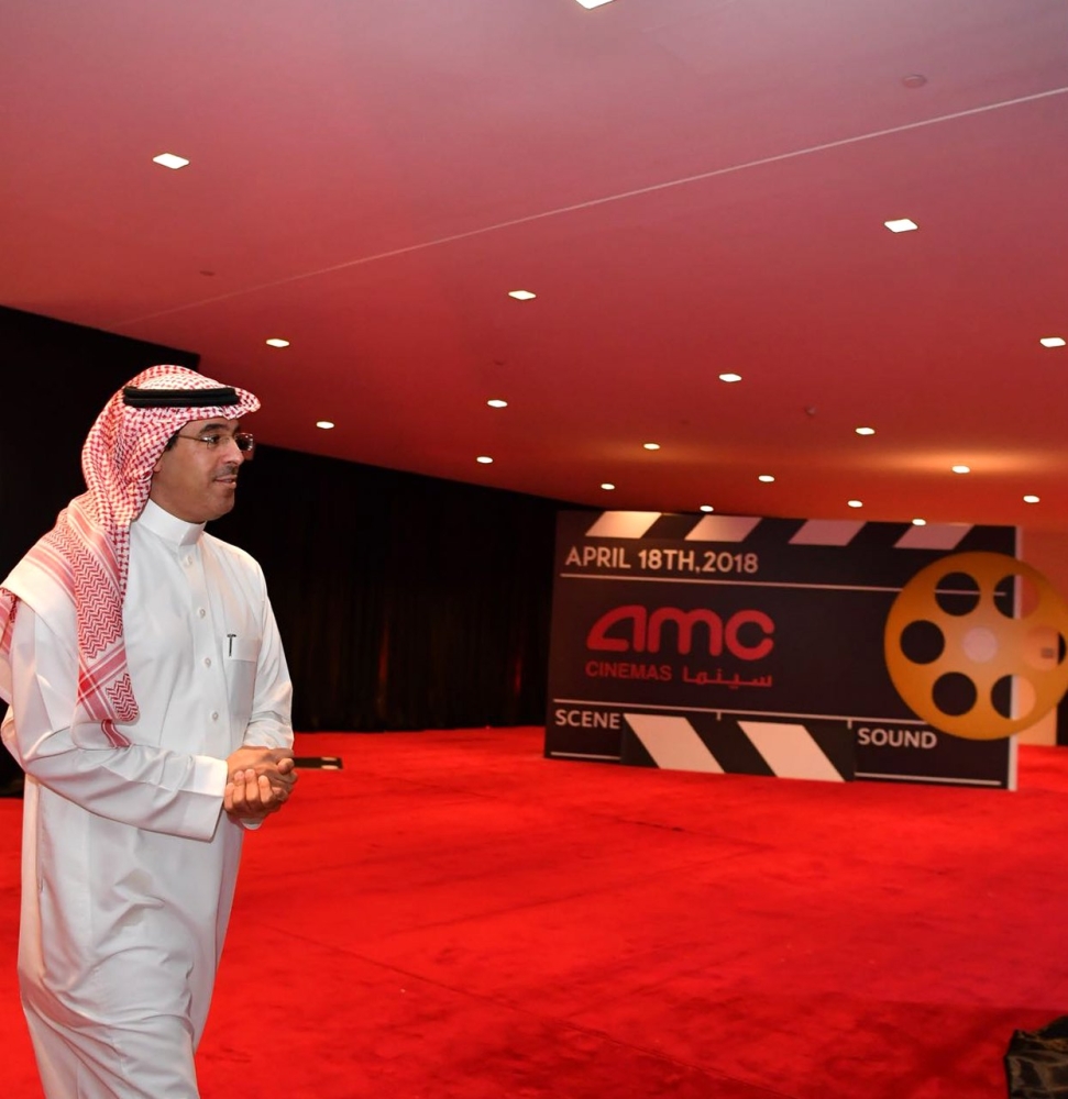 Minister of Culture and Information Awwad Alawwad inspecting the final preparations at the AMC Entertainment Cinema in the King Abdullah Financial District in Riyadh. — EPA