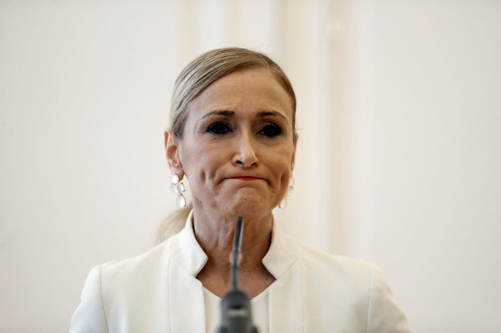 Madrid’s regional Government President Cristina Cifuentes addresses a press conference in Madrid on Wednesday. — EPA