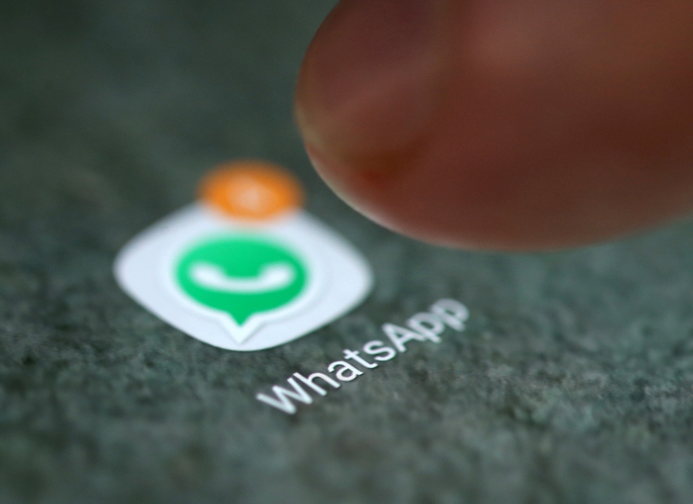 The WhatsApp app logo is seen on a smartphone in this picture illustration taken on Sept. 15, 2017. — Reuters