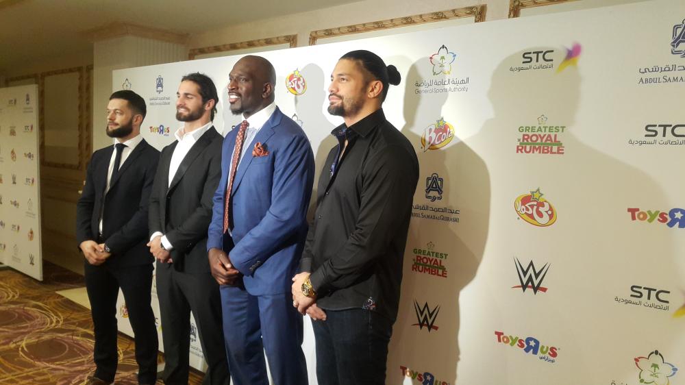 WWE superstars meet with the press