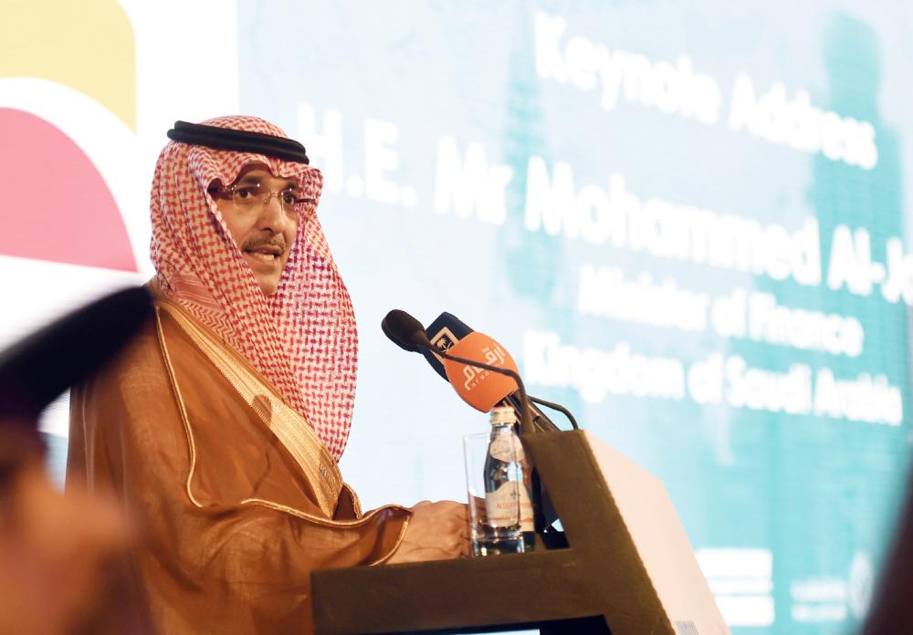 

Minister of Finance Mohammed Al-Jadaan speaks during the Euromoney conference in Riyadh on Wednesday. The two-day conference will focus on Saudi Arabia’s finance and investments. — AFP