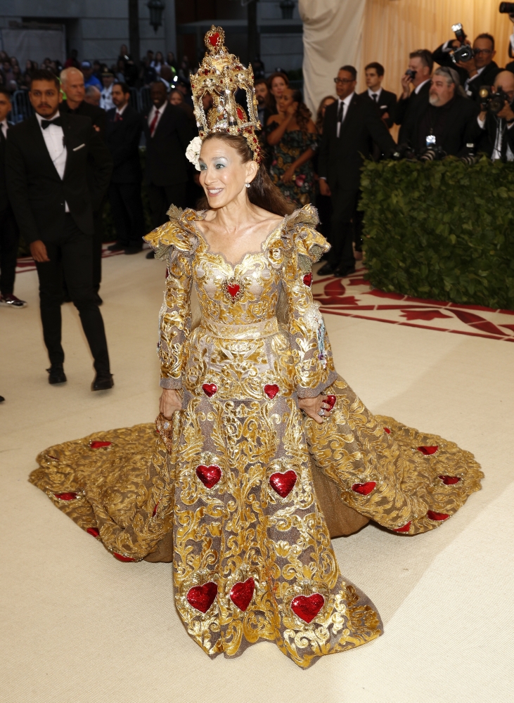Actress Sarah Jessica Parker arrives at the Metropolitan Museum of Art Costume Institute Gala (Met Gala) in the Manhattan borough of New York on Tuesday. - EPA