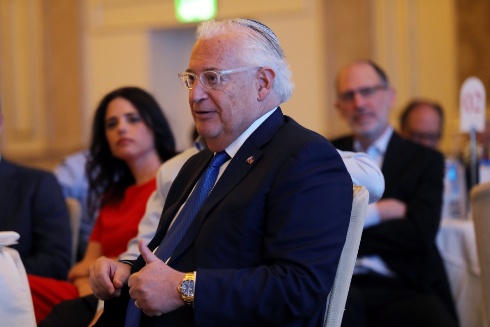 US Ambassador to Israel David Friedman is seen during a reception hosted by the Orthodox Union in Jerusalem ahead of the opening of the new US embassy in occupied Jerusalem. — Reuters