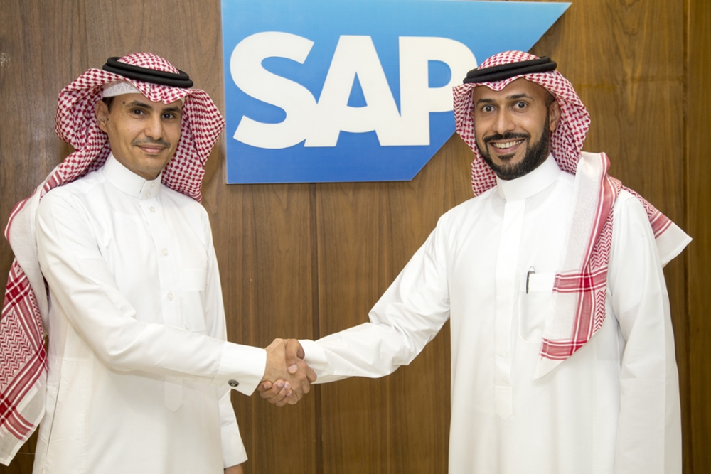 Ahmed Al-Faifi (left), Senior Vice President and Managing Director, SAP Middle East North, with Khaled Alsaleh, Managing Director, SAP Saudi Arabia