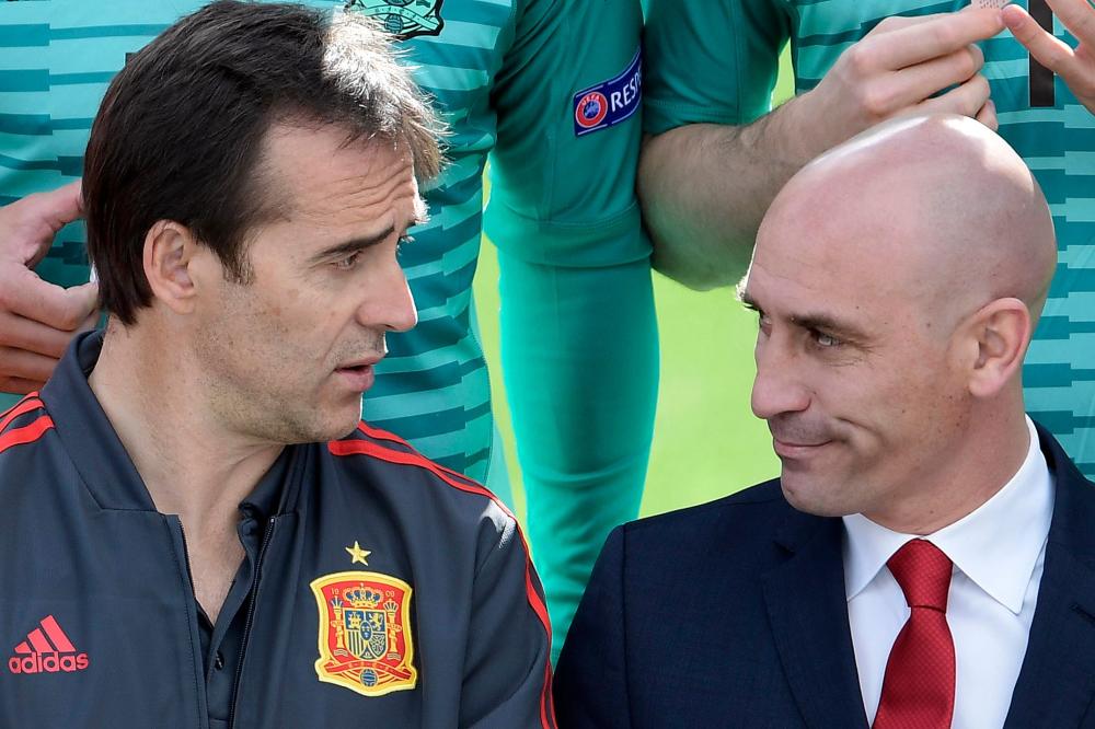 Julen Lopetegui (L) and  Luis Manuel Rubiales