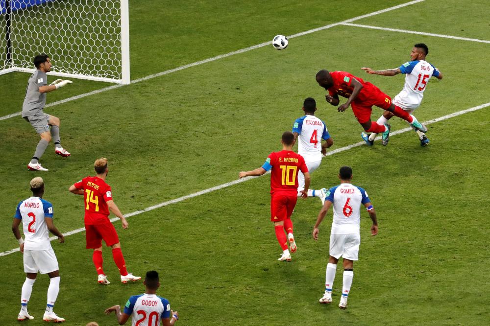 Belgium's Romelu Lukaku scores their second goal against Panama during their World Cup match at Fisht Stadium, Sochi, Monday. — Reuters   