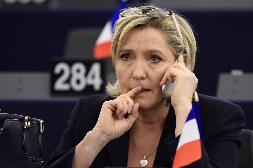 French Front National (National Front - FN) far-right party’s President, European MP and presidential candidate for the 2017 election Marine Le Pen, takes part in a plenary session of the European Parliament in Strasbourg, eastern France, in this Jan. 17, 2017 file photo. — AFP