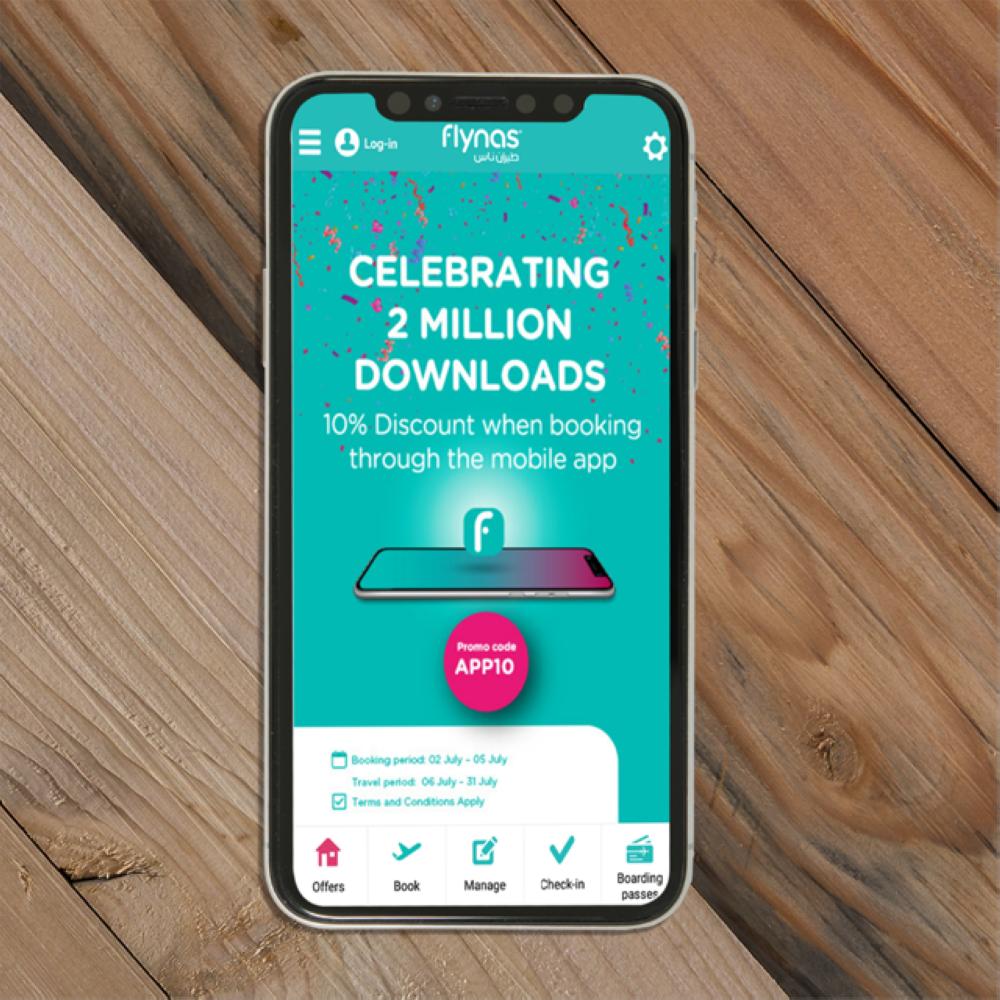 More than 2m users 
globally download  
flynas mobile app