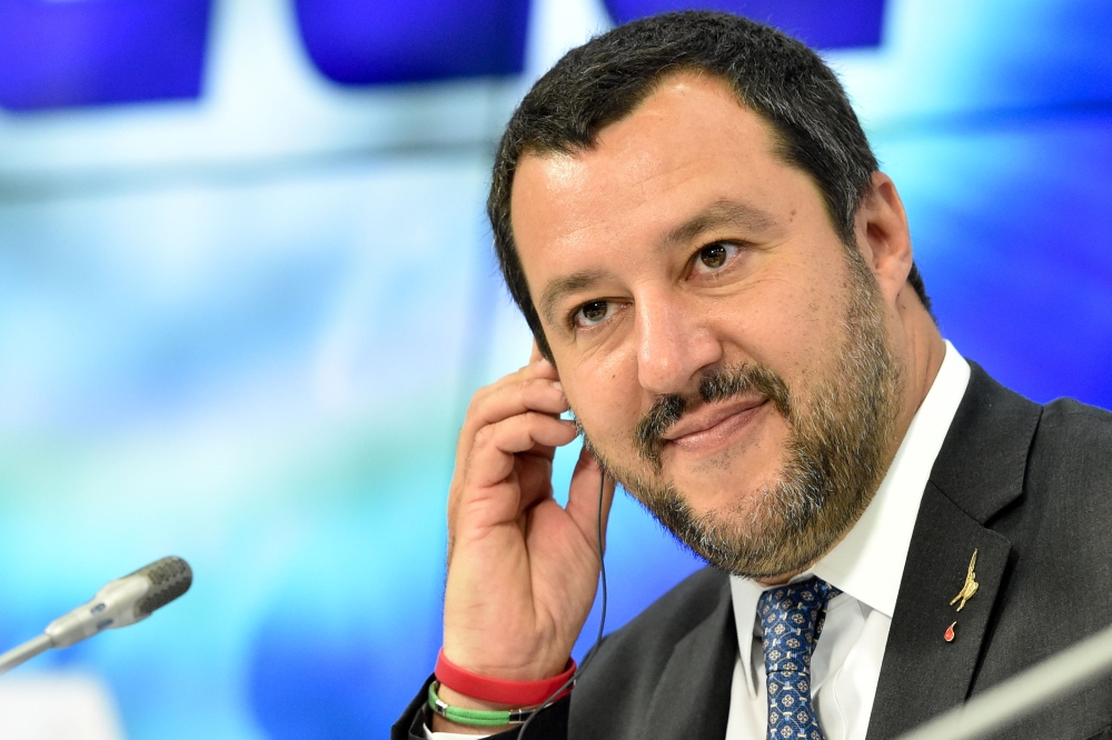 Italy’s Interior Minister and deputy Prime Minister Matteo Salvini holds a press conference in Moscow on Monday. — AFP