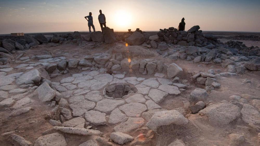 Stone structure at an archeological site containing a fireplace, seen in the center, where charred remains of 14,500-year-old bread was found in the Black Desert. — Reuters